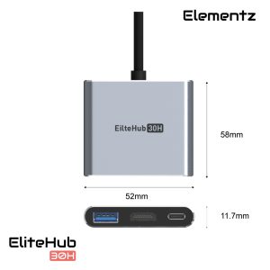 EliteHub 30H 3合1 USB-C 轉接器<br>(MF-30H)：圖片 4
