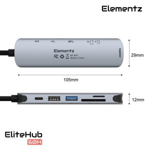 EliteHub 60H 6合1 USB-C 轉接器<br>(MF-60H)：圖片 4