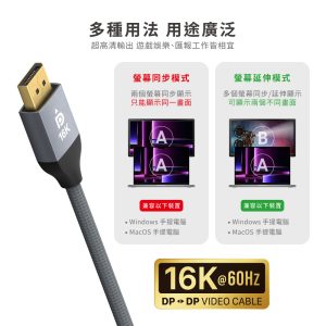 Alternative view of DP to DP 影音線<br>16K@60Hz / 8K@120Hz / 4K@240Hz<br>(DP-D16K)